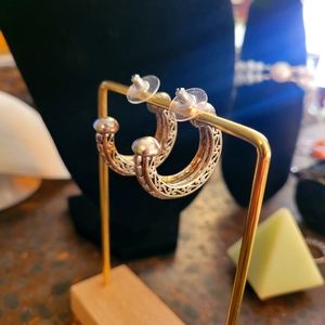 Vintage handmade silver hoops.